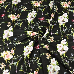 Baumwolle 100% Blumensträuße mit Zweigen auf schwarzem Hintergrund  