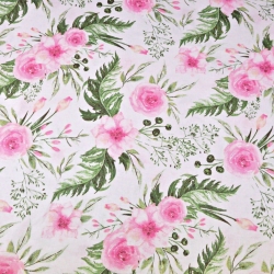 Baumwolle 100% Eustoma Blumen rosa auf weißem Hintergrund  