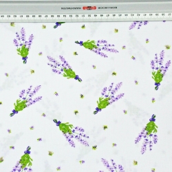 Baumwolle 100% Lavendelzweigblüten auf weißem Hintergrund  