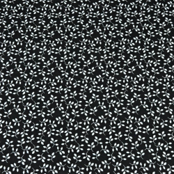 Baumwolle 100% MINI Blütenzweige weiß auf schwarzem Hintergrund  