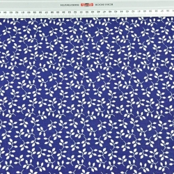 Baumwolle 100% MINI Blütenzweige weiß auf dunkelblauem Hintergrund  