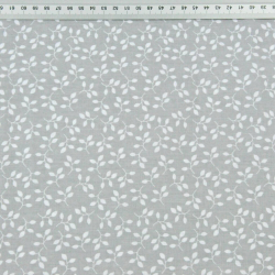 Baumwolle 100% MINI Blütenzweige weiß auf grauem Hintergrund  