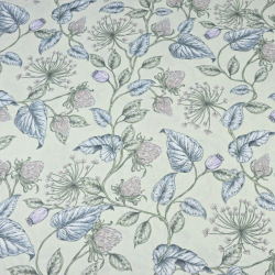 Baumwolle 100% Fenchelblumen mit pastellfarbenen Blättern auf hellgrünem Hintergrund  