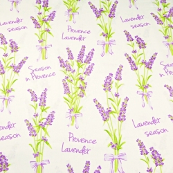 Baumwolle 100% Lavendelblumen auf cremefarbenem Hintergrund  