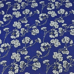 Baumwolle 100% große Ranken in weiß auf navyblauem Hintergrund  