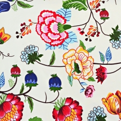 Baumwolle 100% Bunte Ranken auf ecrufarbenem Hintergrund  