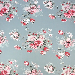 Baumwolle 100% - rote Rosen auf grauem Hintergrund  