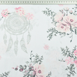 100% Baumwolle Traumfänger mit rosa Rosen auf weißem Hintergrund  