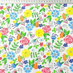 Baumwolle 100% Kaschubische Wiese auf weißem Hintergrund  