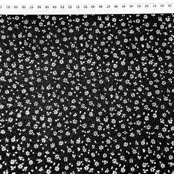 Baumwolle 100% MINI Wiese mit Punkten weiß auf schwarzem Hintergrund  