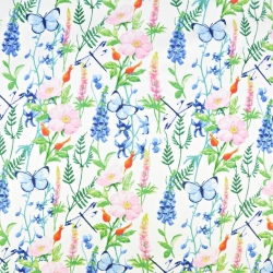 Baumwolle 100% Wiese mit Lupinen auf weißem Hintergrund  