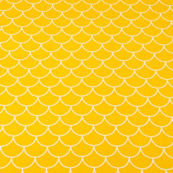 Baumwolle 100% weiße Schuppen auf dunkelgelbem Hintergrund  