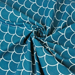 Baumwolle 100% weiße Schuppen auf dunkelmeerblauem Hintergrund  