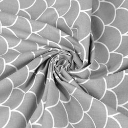 Baumwolle 100% weiße Schuppen auf grauem Hintergrund  