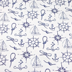 Baumwolle 100% marineblaue Muster auf weißem Hintergrund  