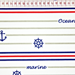 Baumwolle 100% maritimes Streifenmuster navyrot  