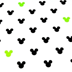 Baumwolle 100% MIKI schwarz-grün auf weißem Hintergrund  