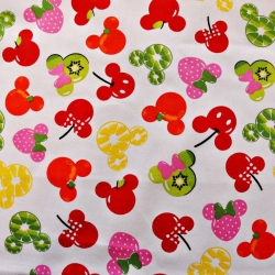 Baumwolle 100% MIKI Früchte auf weißem Hintergrund  