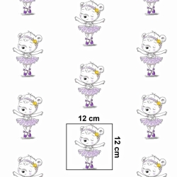 Baumwolle 100% weiße Bären mit lila Ballerinas auf weißem Hintergrund  