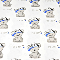 Baumwolle 100% Jungenbären auf weißem Hintergrund  