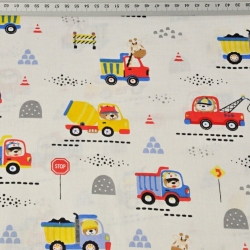 Baumwolle 100% Bau-Bären auf ecrufarbenem Hintergrund  