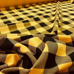 Sweatshirtstoff Loop - kariert schwarz-senfgelb  