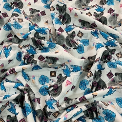 Jersey-Stoff digitaldruck - Koala auf cremefarbenem Hintergrund  