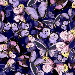 Jersey-Stoff Digitaldruck - lila Schmetterlinge  