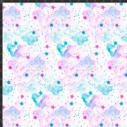 Interlock-Jersey Digitaldruck - mint-rosa Sterne mit Punkten  