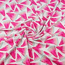 Jersey-Stoff digitaldruck - Wassermelonen auf weißem Hintergrund  