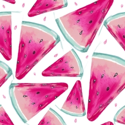 Jersey-Stoff digitaldruck - Wassermelonen auf weißem Hintergrund  