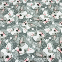 Jersey-Stoff Digitaldruck - graue Bulldoggen  