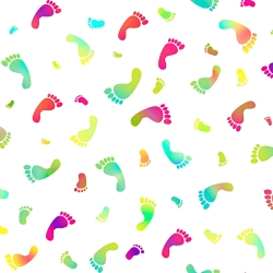 Jersey-Stoff digitaler Druck bunte Füße auf weißem Hintergrund  