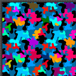 Jersey-Stoff Digitaldruck - bunte Camouflage auf blauem Hintergrund  