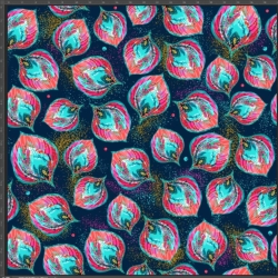Jersey Stoff Digitaldruck Pfauenaugen auf dunkelblauem Hintergrund  