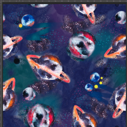 Jersey-Stoff Digitaldruck - gemalte Planeten  