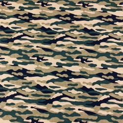 Jersey-Stoff grün-beige Camouflage  