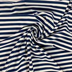 Jersey-Stoff Streifen weiß-marineblau  