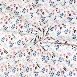 Flanell Ginkgo Mini rosa braun auf weißem Hintergrund  