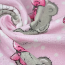Flanell Mädchenbären auf rosa mit weißen Punkten  