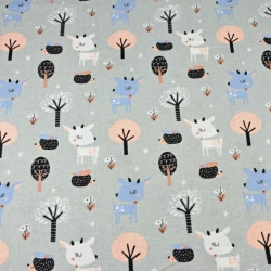 Flanell Reh mit Bäumen auf grauem Hintergrund  