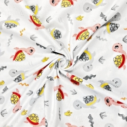 Flanell Schildkröten aprikosen-grau  