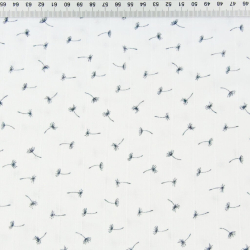 Baumwolle Musselin Pusteblumen MINI graphit auf weißem Hintergrund  