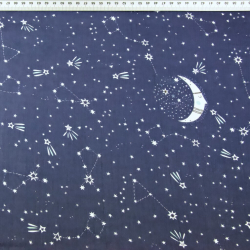 Baumwoll-Musselin Double Gauze - Digitaldruck - Galaxie Blau  