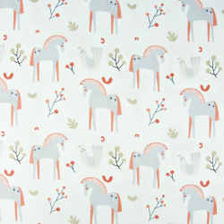 Baumwoll-Musselin Double Gauze - Digitaldruck - Pferde mit Eberesche  