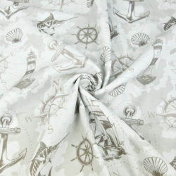 Baumwolle Musselin Double Gauze - Digitaldruck - Marine Muster  