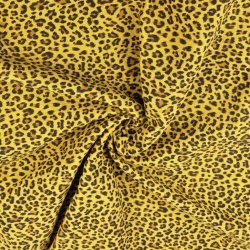 Baumwoll-Musselin plissiert Panther auf senfgelbem Hintergrund  