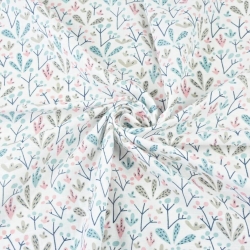 Baumwolle Musselin Pastellsträucher auf weißem Hintergrund  