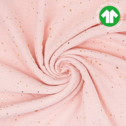 Baumwolle Musselin Double Gauze dunkel aprikosenrosa (Cloud pink) mit goldenen Punkten  