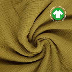 Baumwoll-Musselin Double Gauze olivgrün (Ecru Olive)  